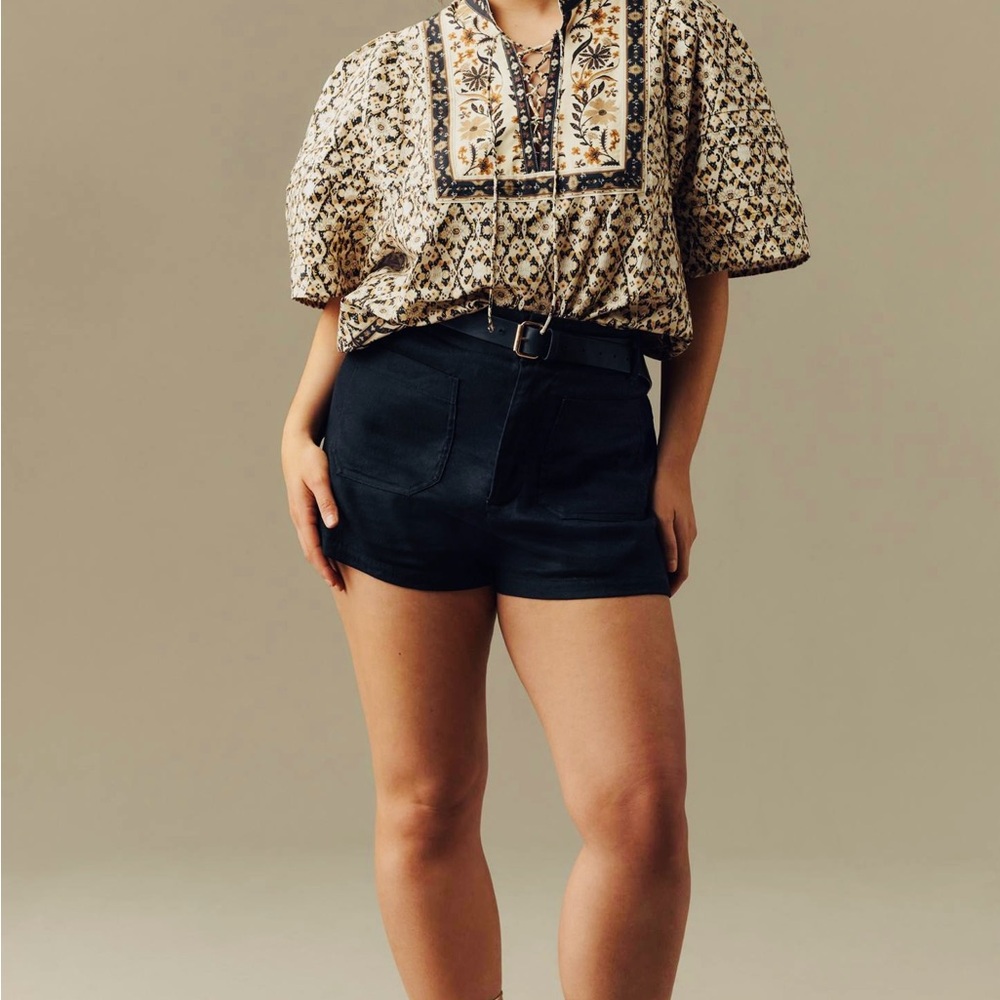 Anthropologie Pleated Puff-Sleeve Blouse Boho Peasant Top - Size Medium - Picture 12 of 16